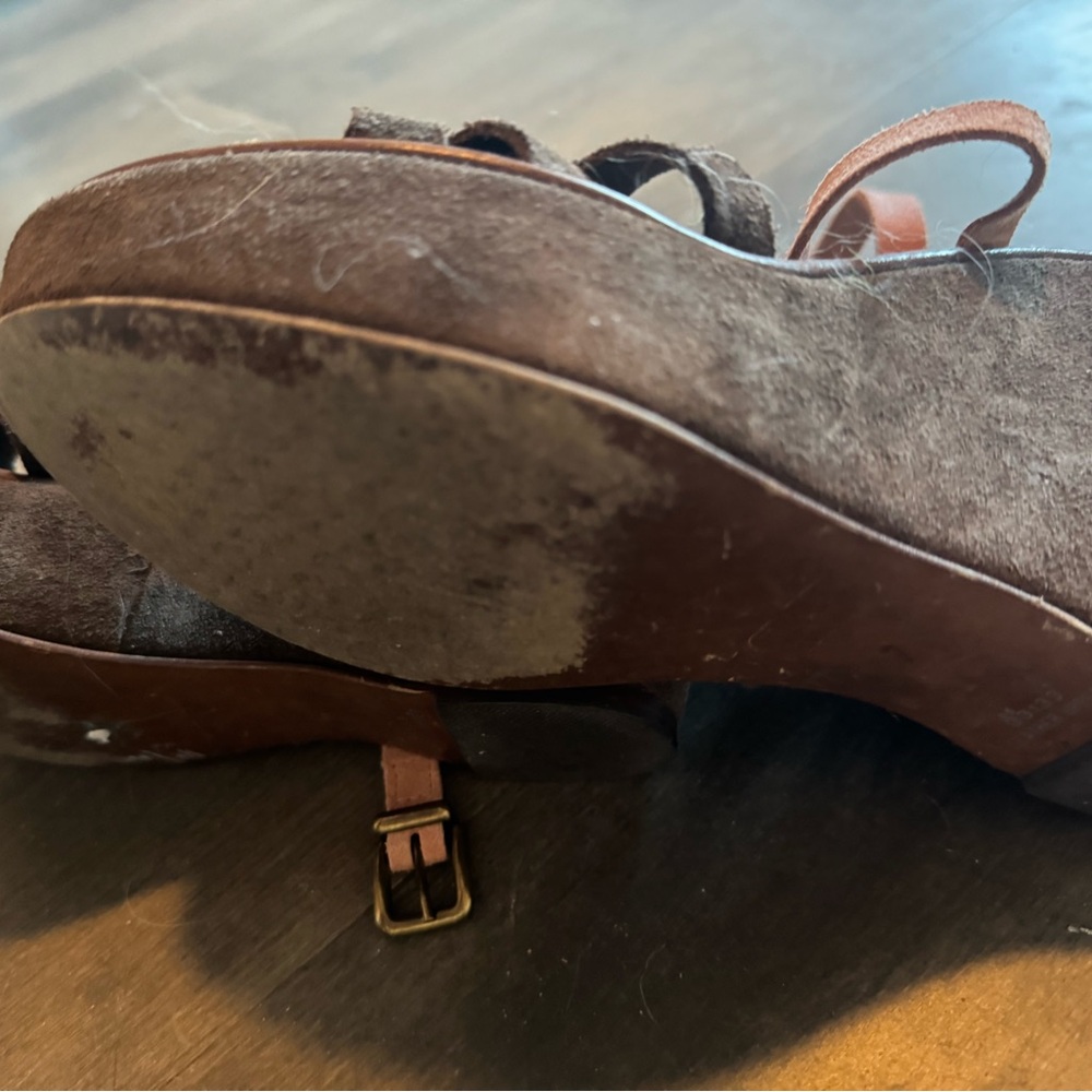 Brown Suede Platform Sandals